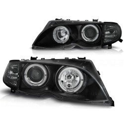 Phares ANGEL EYES noirs compatibles BMW E46 09.01-03.05