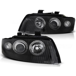 Phares Xénon Angel Eyes Noirs compatibles AUDI A4 10.00-10.04