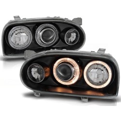 Phares ANGEL EYES noirs pour VW GOLF 3 09.91-08.97