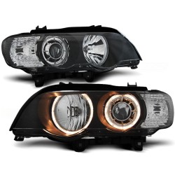 Phares ANGEL EYES noirs pour BMW X5 E53 09.99-10.03