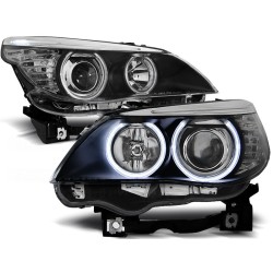 Phares Angel Eyes CCFL noirs pour BMW E60/E61 03-07