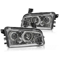 Phares DODGE CHARGER LX 06-10 ANGEL EYES CCFL CHROME
