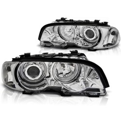 Phares Angel Eyes CCFL Chrome pour BMW E46 04.99-03.03 Coupé Cabriolet