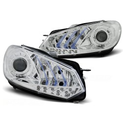 Phares avant TRUE DRL chrome lumière bleue pour VW Golf 6 10.08-12