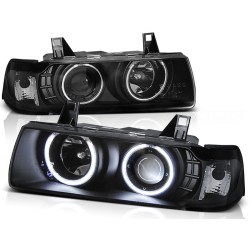 Phares Angel Eyes CCFL noirs compatibles avec BMW E36 12.90-08.99 S/C/T