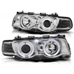 Phares Xénon Angel Eyes Chrome pour BMW E38 09.98-07.01