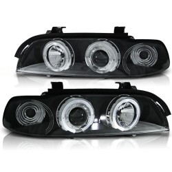 Phares Angel Eyes noirs compatibles BMW E39 09.95-06.03