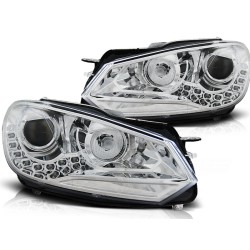Phares avant TRUE DRL chrome pour VW Golf 6 10.08-12