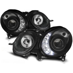 PHARES DAYLIGHT NOIRS pour MERCEDES W211 E-KLASA 03.02-04.06