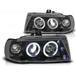 Phares Angel Eyes noirs pour SEAT Ibiza / Cordoba / Polo Variant, Sedan 10.93-08.99