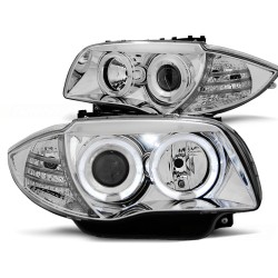 PHARES ANGEL EYES CHROME pour BMW 1 E87/E81/82/88 04-11
