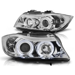 Phares Angel Eyes Chrome pour BMW E90/E91 03.05-08.08