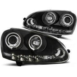 Phares ANGEL EYES noirs pour VW GOLF 5 10.03-09