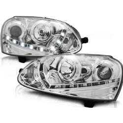 Phares Xénon Daylight Chrome pour VW Golf 5 03-08