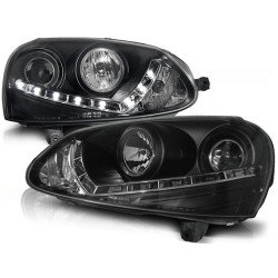 Phares Xénon Daylight Noir pour VW Golf 5 03-08