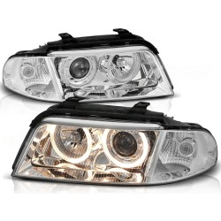 Phares Angel Eyes Chrome pour AUDI A4 01.99-09.00