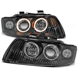 Phares ANGEL EYES noirs pour AUDI A4 10.00-10.04