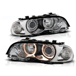 PHARES ANGEL EYES CHROME pour BMW E46 04.99-08.01 COUPE CABRIO