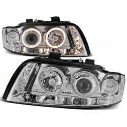 PHARES ANGEL EYES CHROME pour AUDI A4 10.00-10.04