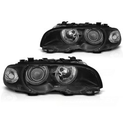 PHARES ANGEL EYES NOIRS pour BMW E46 04.99-03 COUPE CABRIO