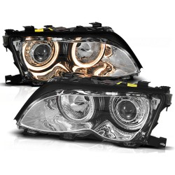PHARES ANGEL EYES CHROME pour BMW E46 09.01-03.05 S/T