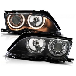 PHARES ANGEL EYES NOIRS pour BMW E46 09.01-03.05 S/T