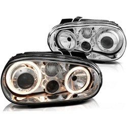 PHARES ANGEL EYES CHROME pour VW GOLF 4 09.97-09.03