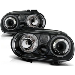 Phares ANGEL EYES noirs pour VW GOLF 4 09.97-09.03