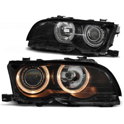 Phares Angel Eyes noirs compatibles BMW E46 09.01-03.03 Coupé Cabriolet