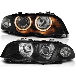 Phares Angel Eyes noirs compatibles BMW E46 05.98-08.01 S/T