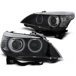 Phares Xénon D1S Angel Eyes CCFL Noir pour BMW E60/E61 05-07