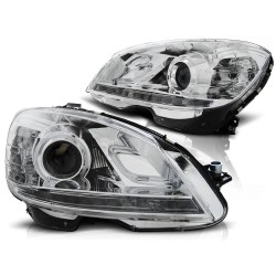PHARES TRUE DRL CHROME pour MERCEDES W204 07-10