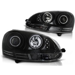 Phares ANGEL EYES CCFL Noir pour VW Golf 5 10.03-09