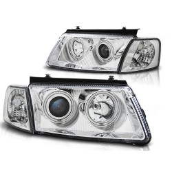 Phares Angel Eyes CCFL Chrome pour VW Passat B5 3B 11.96-08.00