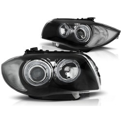 Phares Angel Eyes noirs compatibles BMW Série 1 E87/E81/82/88 04-11