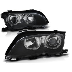 PHARES ANGEL EYES LED NOIRS pour BMW E46 09.01-03.05
