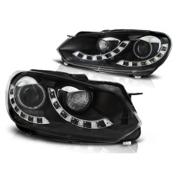 Phares doubles DRL noir pour VW Golf 6 10.08-12