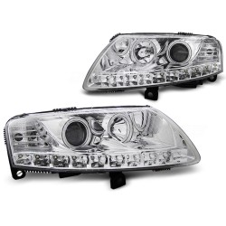 Phares Angel Eyes LED Chrome pour AUDI A6 C6 04.04-08