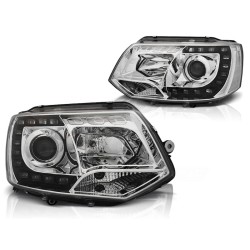 Phares avant TRUE DRL chrome pour VW T5 2010-2015