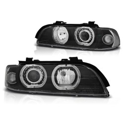 PHARES XÉNON ANGEL EYES LED NOIR pour BMW E39 09.95-06.03