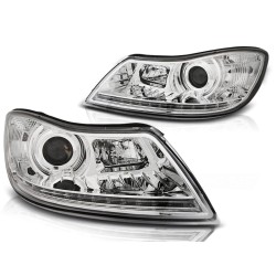 Phares avant TRUE DRL chrome pour SKODA OCTAVIA 09-12