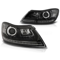 Phares TRUE DRL noirs pour SKODA OCTAVIA 09-12