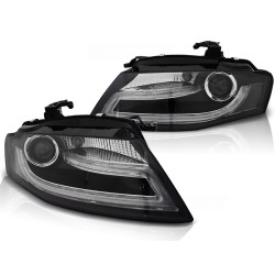 Phares noirs TRUE DRL pour AUDI A4 B8 04.08-11