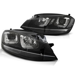 Phares U-LED noir avec ligne noire pour VW Golf 7 11.12-17