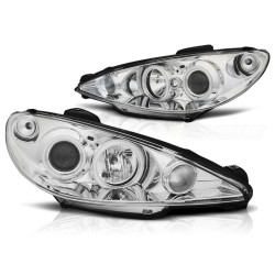 Phares PEUGEOT 206 02- ANGEL EYES CHROME CCFL