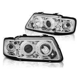 Phares Angel Eyes CCFL Chrome pour AUDI A3 8L 08.96-08.00