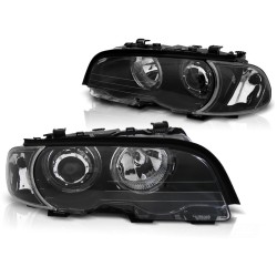 PHARES ANGEL EYES LED NOIRS pour BMW E46 04.99-03.03 COUPE CABRIO