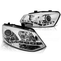 Phares avant TRUE DRL chrome pour VW Polo 6R 09-03.14