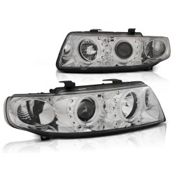 Phares Angel Eyes CCFL Chrome pour SEAT Leon / Toledo 04.99-08.04