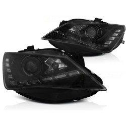 Phares avant TRUE DRL noir pour SEAT IBIZA 6J 12-15